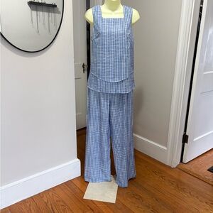 Blue and White Striped Sleeveless 2 Piece Outfit